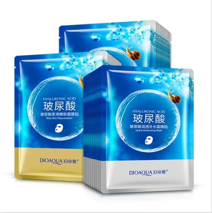 

5pcs BIOAQUA Hyaluronic Acid Snail Deep Moisturizing Face Mask Anti Aging Whitening Depth Replenishment Facial Skin Care