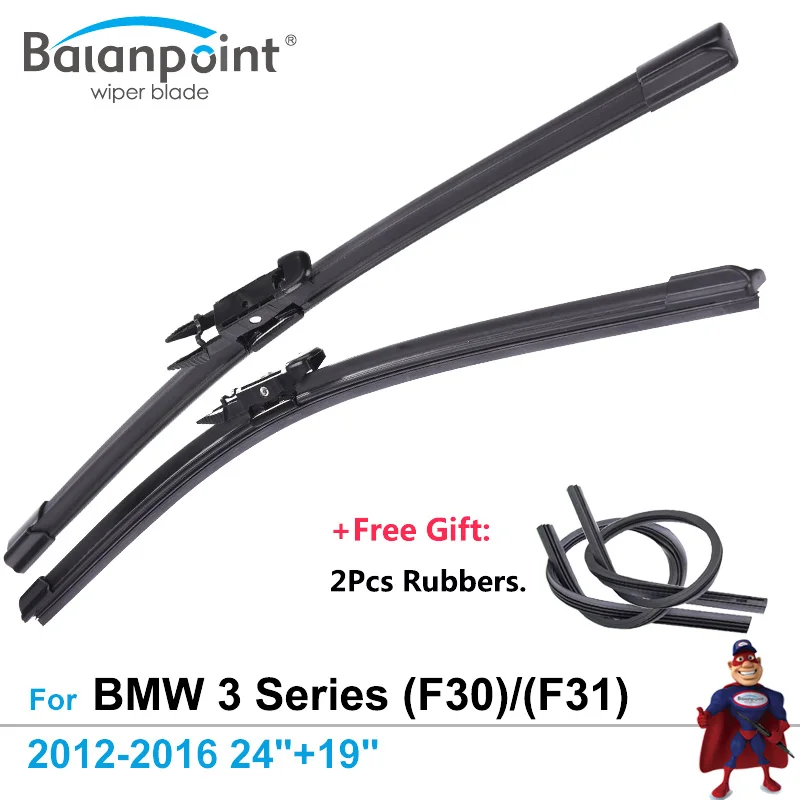 2Pcs Wiper Blades + 2Pcs Free Rubbers for BMW 3 Series (F30) Saloon