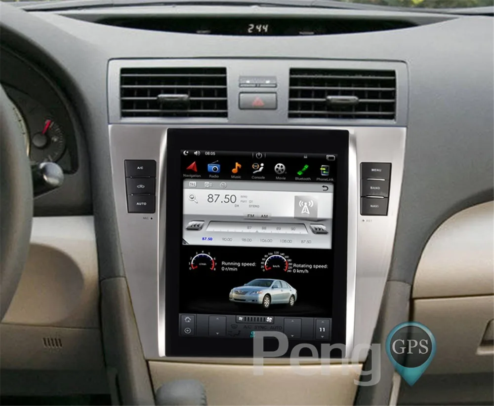 Cheap Car Radio Android 7.1 Tesla Style GPS Navigation DVD Player for Toyota Camry 2007-2011 Supports Auto AC 2G+64G 4K IPS Headunit 5