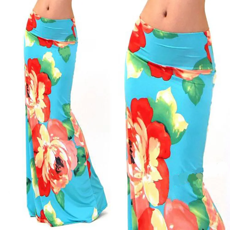 

Womens Summer Style Bohemian Boho Floral Print Sexy Split Beach Party Work Clubwear Fitted Long Skirt