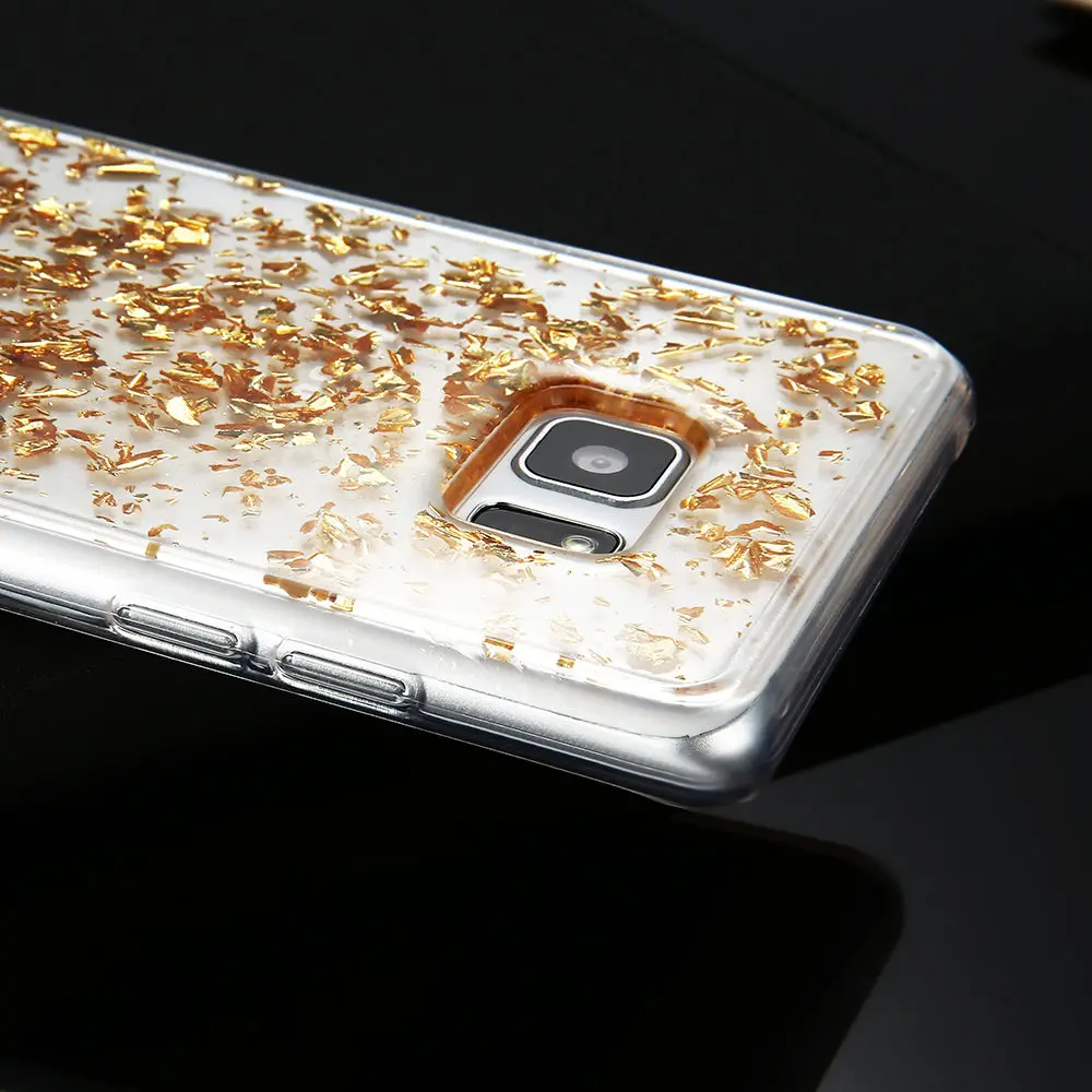 Роскошный чехол KISSCASE из золотой фольги для Samsung Note 4 5 8 A J 3 7 чехлы с блестками