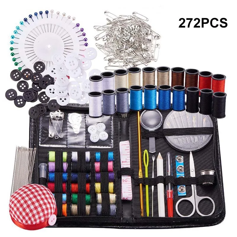 

272Pcs/Set Sewing Knitting Tools Kit Buttons Pins Scissors Sewing Threads Neddles Kit KM88