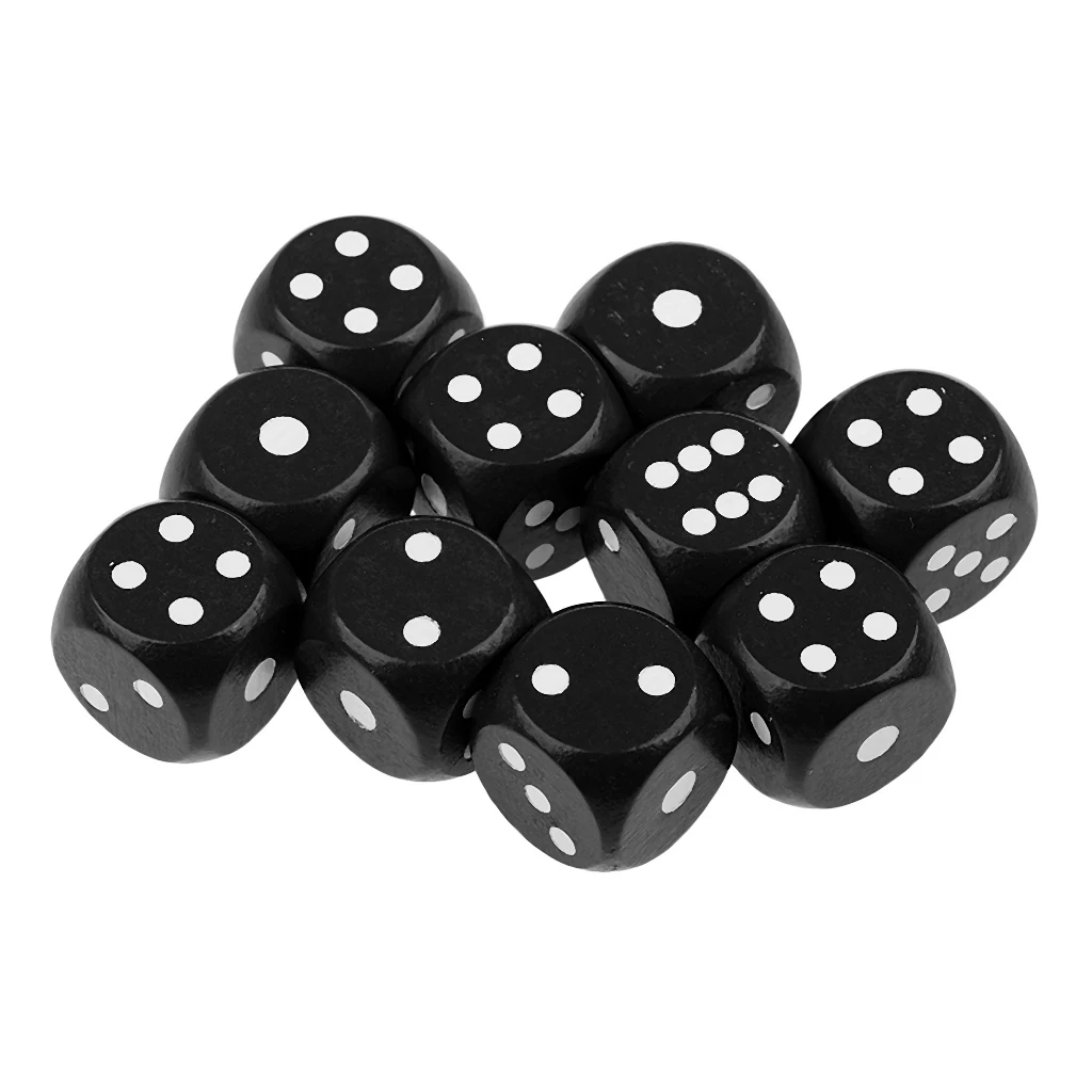 10Pieces Wooden Dice D6 Six Sided Dotted Dice for Dungeons and Dragons DND MTG DIY Outdoor Caping Hiking Gaming Gift Supplies