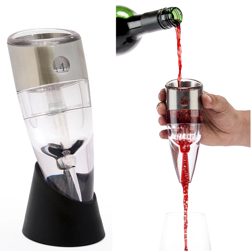 

Adjustable Wine Aerator Quick Aerating Wine Pourer Red Wine Whiskey Magic Aerator Decanter Pourer Spout with Holder Bar Tools