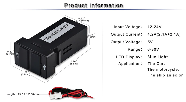 Для TOYOTA 12 В 24 в Dual Usb Автомобильное зарядное устройство Usb 2.1A 2 порта интерфейс Авто адаптер питания приборная панель розетка модификация автомобиля