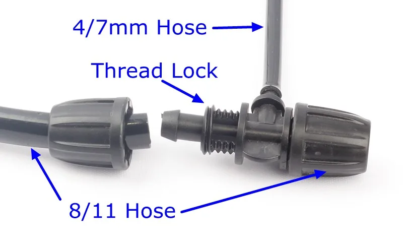 30 шт 8/11 мм до 4/7mm садовый шланг Колючая Tee нить замок снижение разъем Micro капельного полива Системы Запчасти фитинги