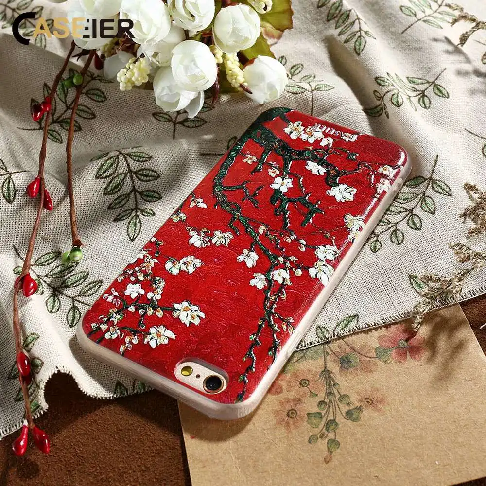 CASEIER Case For IPhone 5 5s SE 6 6S 7 Plus Color Print Embossed Art 