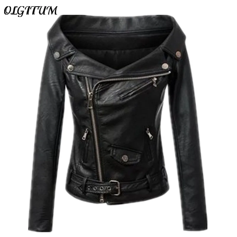 Veste Cuir Femmes Zipper Automne Nouveau Faux Sexy La Slash Locomotive 2018 Black Américaine Femelle Européenne De Pu Cou Mode xfAxwqnT