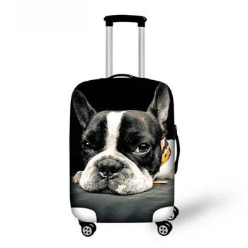 

ThiKin France Bulldog Luggage Trolley Accessories Elastic Waterproof Luggage Set Cover Bags 18-30 inch Suitcase Protective Dust
