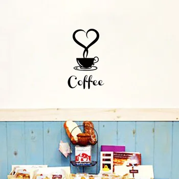 Coffee wall sticker shop Restaurant wall decor decals home decorations kitchen removable vinyl wall art diy decorative sticker 5