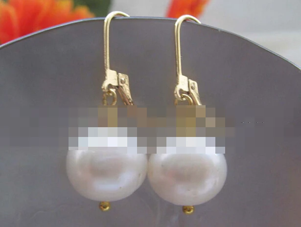 

hot sell new - 1558 natural white round freshwater earring