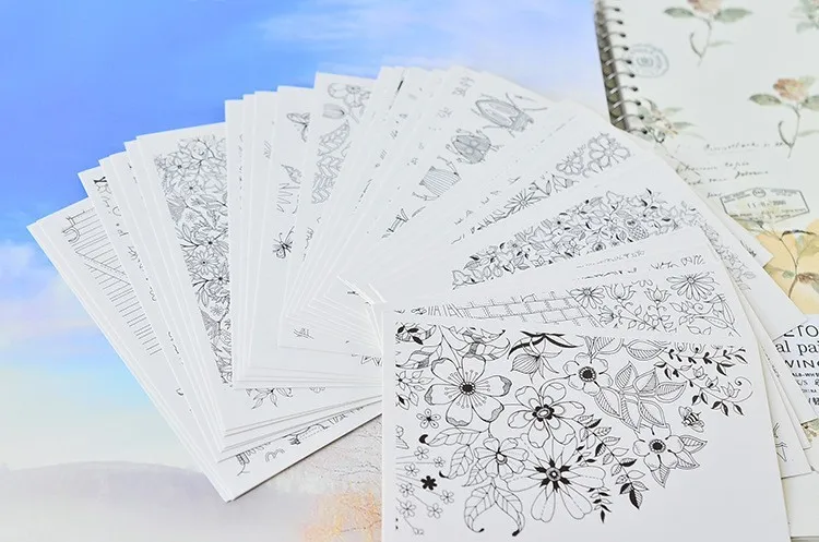 Secret Garden 30 Sheets Coloring Card Tintage Postcards DIY Painting Drawing Book Colouring Books Secret Garden 30 Sheets Coloring Card Tintage Postcards DIY Painting Drawing Book Colouring Books