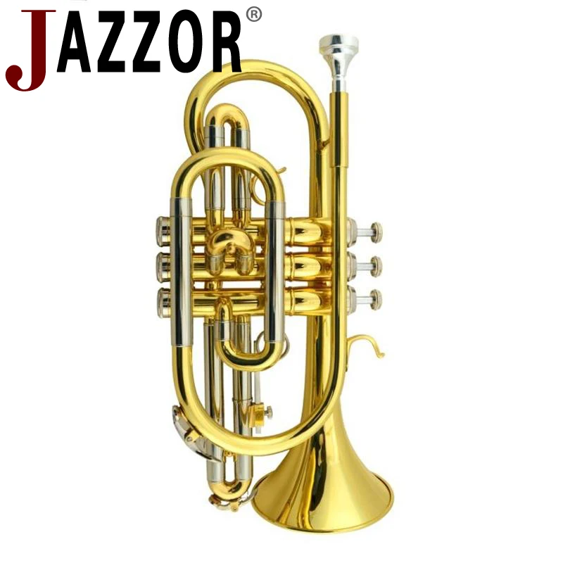 JAZZOR JYCO-E100 Bb tune trompeta Профессиональный Корнет мундштук латунный духовой инструмент золотой лак для начинающих trumpeta