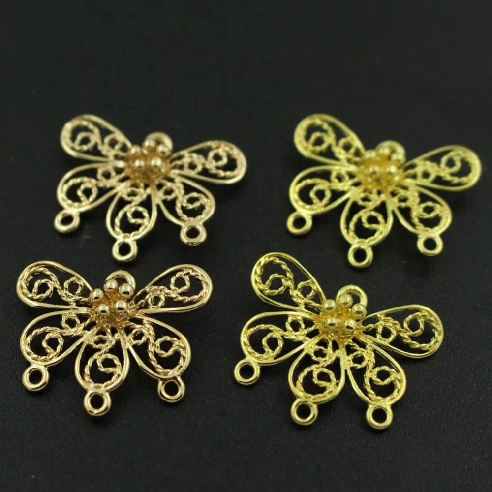 Retro Filigree Butterfly Charms Pendants Connectors Jewelry Findings
