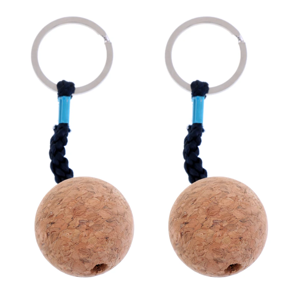 2Pcs/Pack 3.5cm Floating Cork Keyring Water Wooden Buoyant Key Chain Marine Sailing Boat Float Keychain Canoe Kayak Accessories