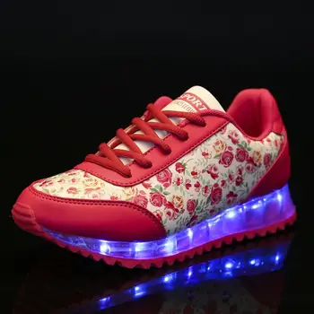 

ENLFE EU 25-66 LED Shoes For Adults Casual Shoes Super Cool 2 Colors Female Glowing USB Charging LED Lights Shoes NX1886