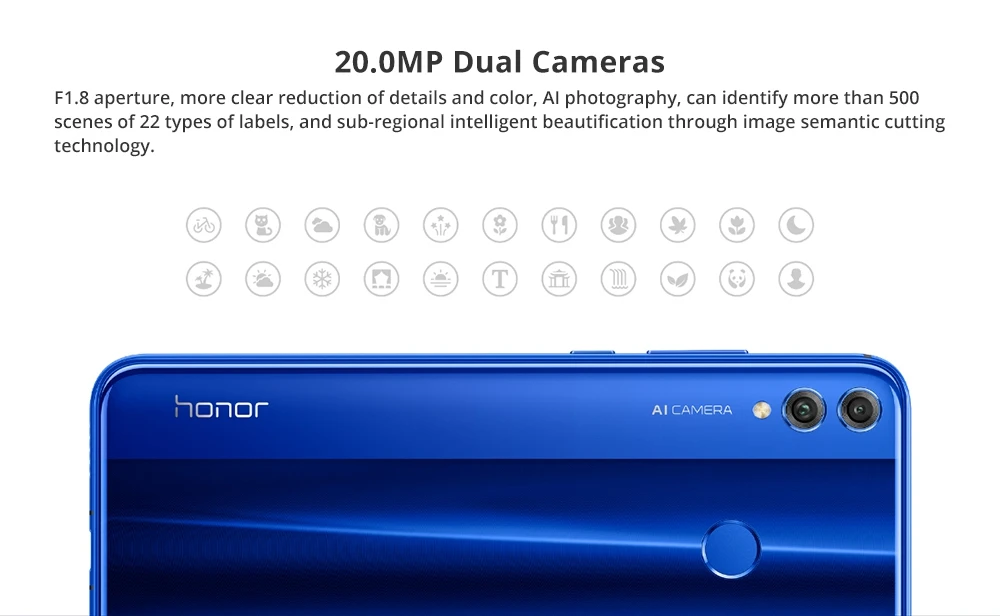 honor 8X global rom, 6,5 дюймовый экран, батарея 3750 мАч, двойная задняя камера 20 МП, Android 8,2, многоязычный смартфон