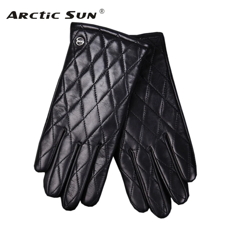 

Autumn Winter Genuine Leather Gloves Male Keep Warm Knitted Lined Fashion Diamond Locomotive Driving Sheepskin Gloves EM020NZ-9