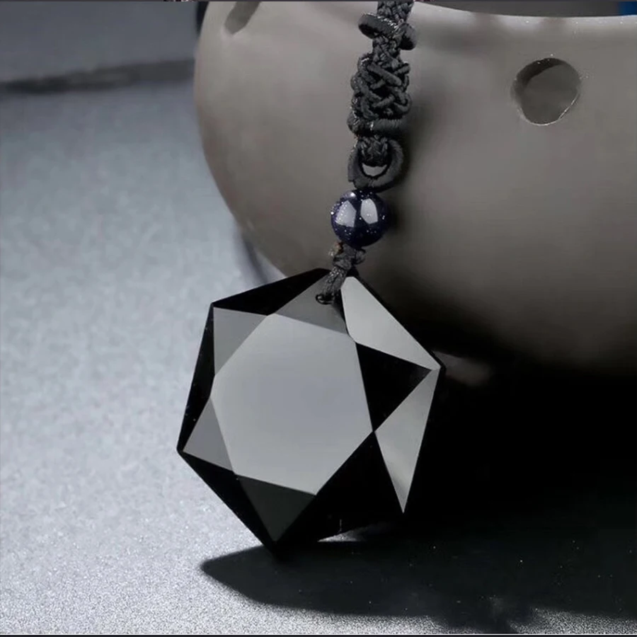 

Obsidian Hexagram Necklaces for Women Nature Energy Stone Pendants Obsidian Star of David Pendant Lucky Love Crystal Men Jewelry