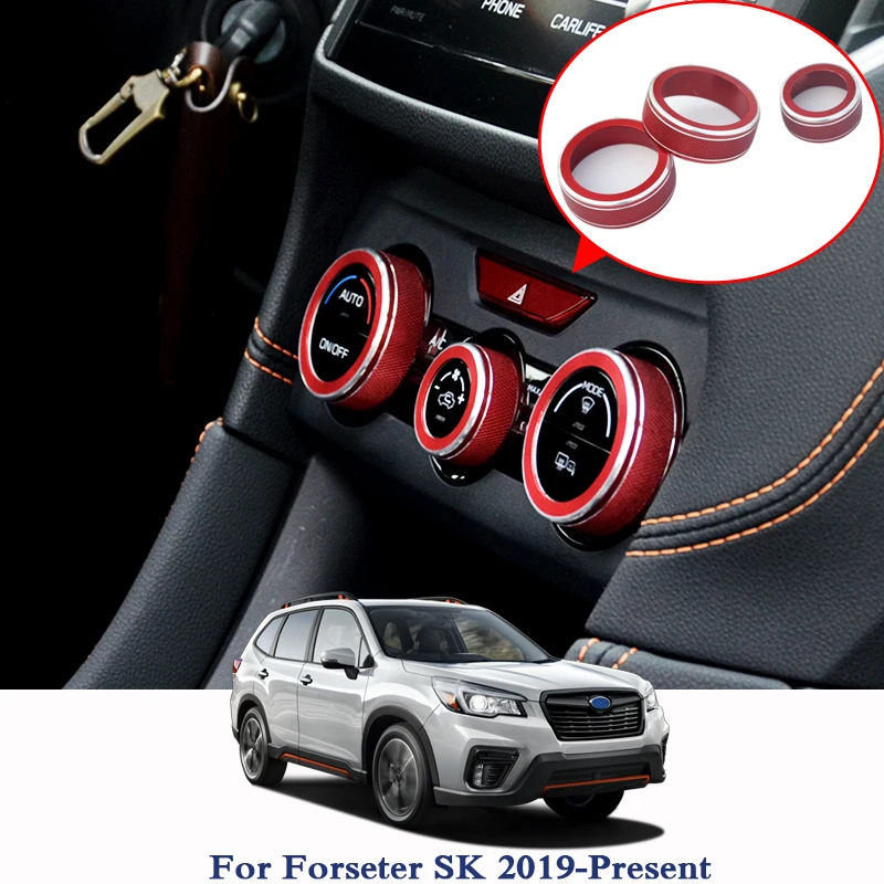 

For Subaru Forester SK 2019 Car Styling 3PCS/SET Air Conditioning Heat Control Switch knob AC Knob Case Volume Knob Cover