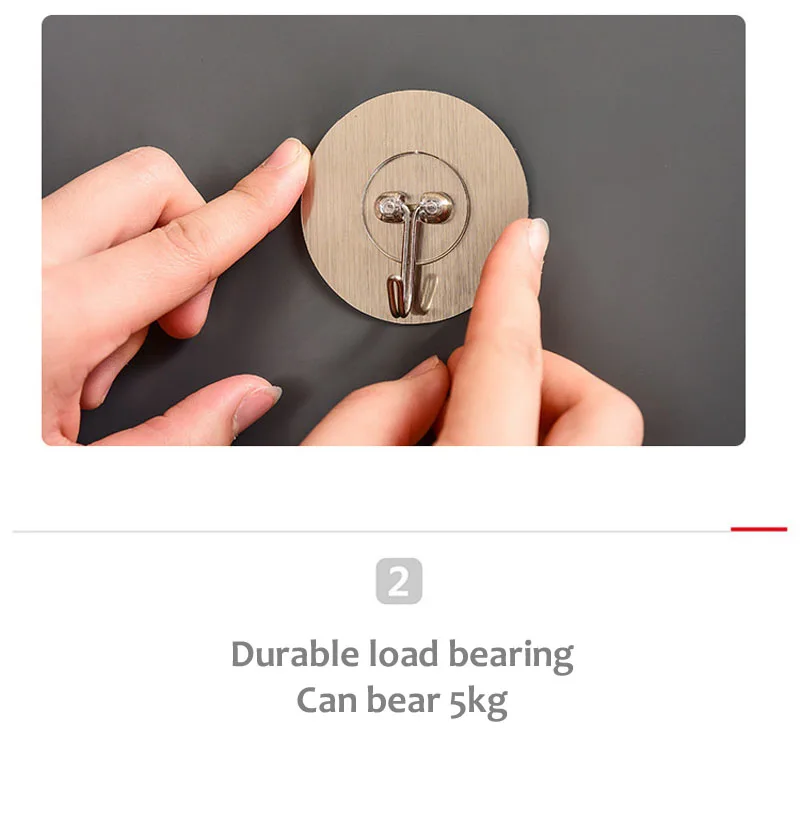 Seamless Wall Hooks Hanging Stainless Steel Hooks Kitchen Bathroom Hangers Bag Key Wall Hooks Wall Hangers Round Shape (19)