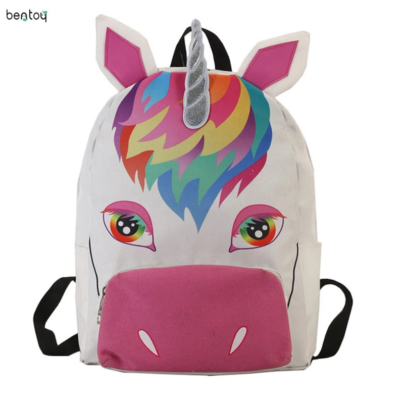 

Canvas Women Cute Animal Unicorn Backpacks For Teenager Girls Schoolbags Casual Rucksack Shoulder Bag Large Capacity Bagpacks