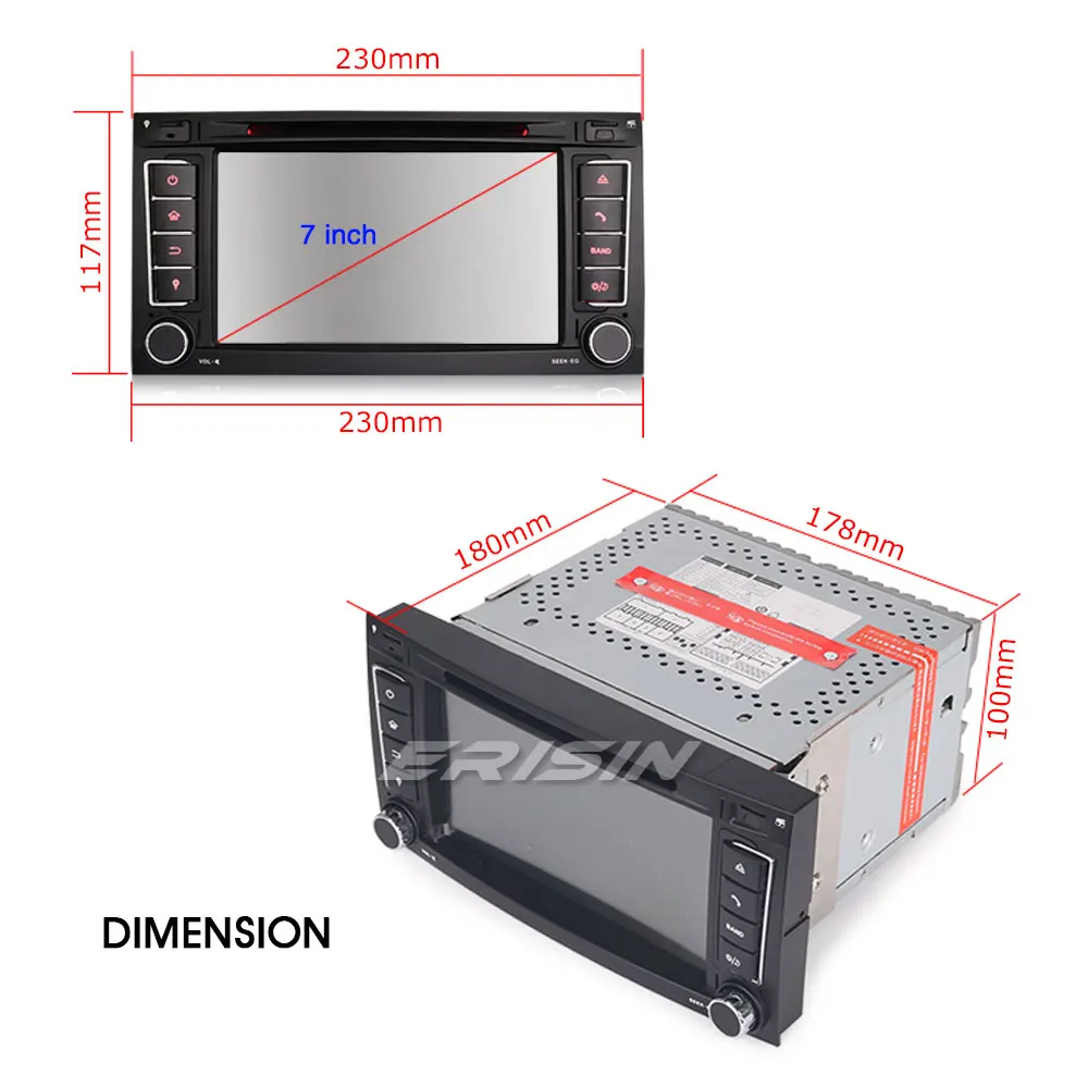 Excellent Erisin ES7856T 7" Android 8.0 Car DVD Player Octa core 4G RAM  DAB+ DVR Bluetooth Canbus for  TOUAREG 3