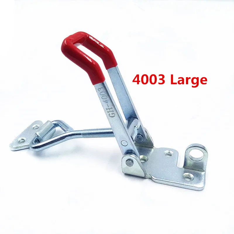 Horizontal Toggle Clamp Galvanization Adjustable Length Toolbox Case Metal Toggle Latch Catch Clasp Silver+Red