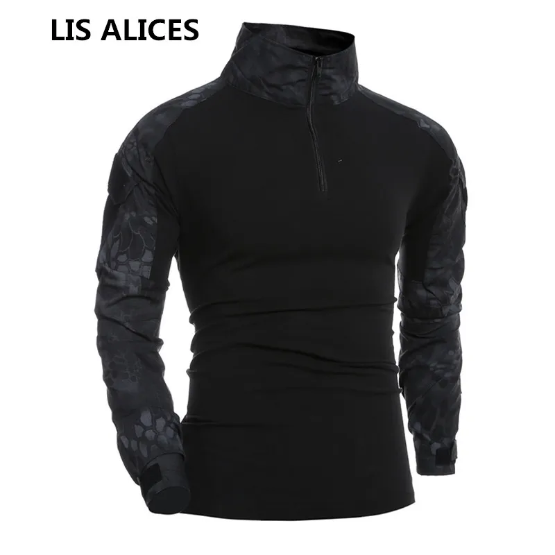 

LIS ALICES Spring Summer Male Camouflage T-shirts Army Combat Tactical T Shirt Military Men Long Sleeve T-Shirt Hunt T-shirts