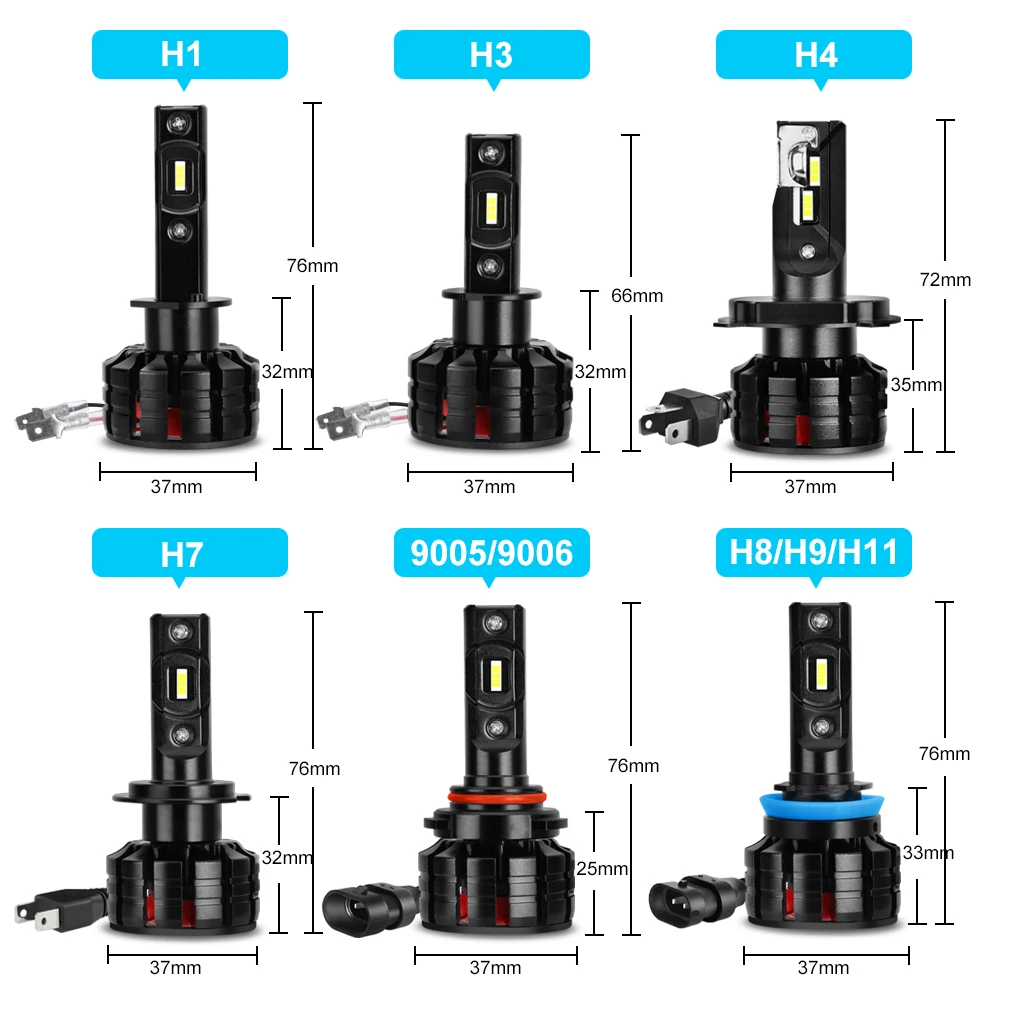 2 шт. H1 H3 H4 H7 Led Canbus H8 H11 HB3 9005 HB4 9006 светодиодный головной светильник s мини 100 Вт 16000LM
