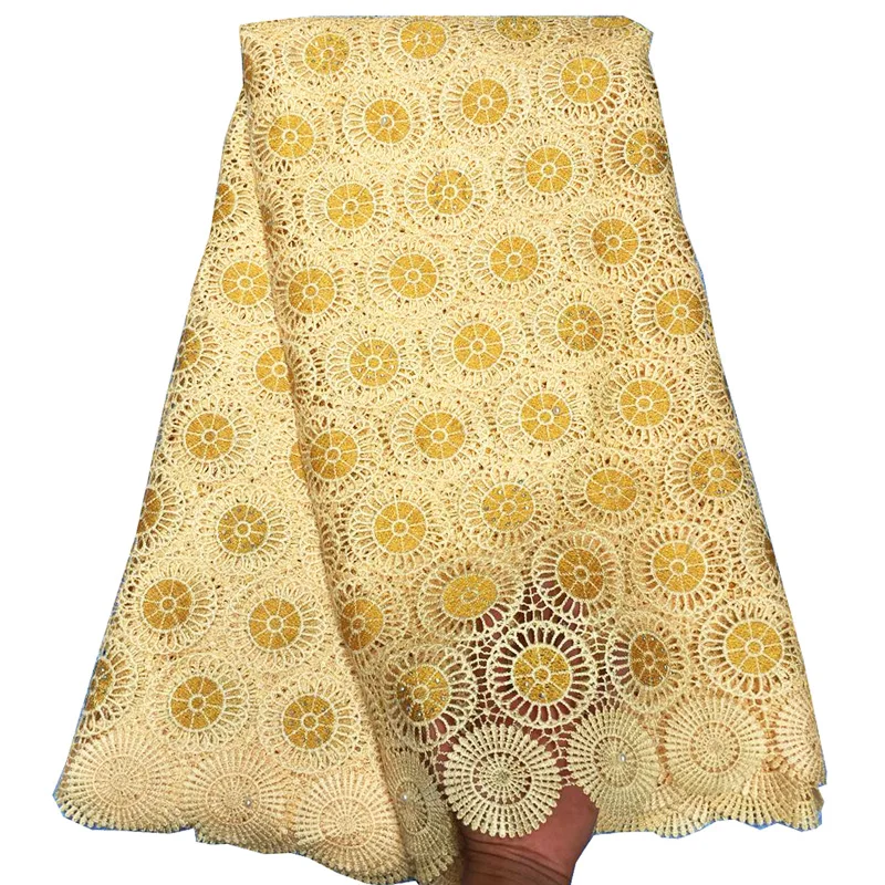 

Free shipping (5yards/pc) High quality cream color African guipure lace big cord lace fabric for party dress WLP124