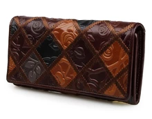 2017 High Quality Wallet Vintage Luxury Frist Layer Genuine Leather Women Wallets Long Design Leather Womens Wallets and Purses
