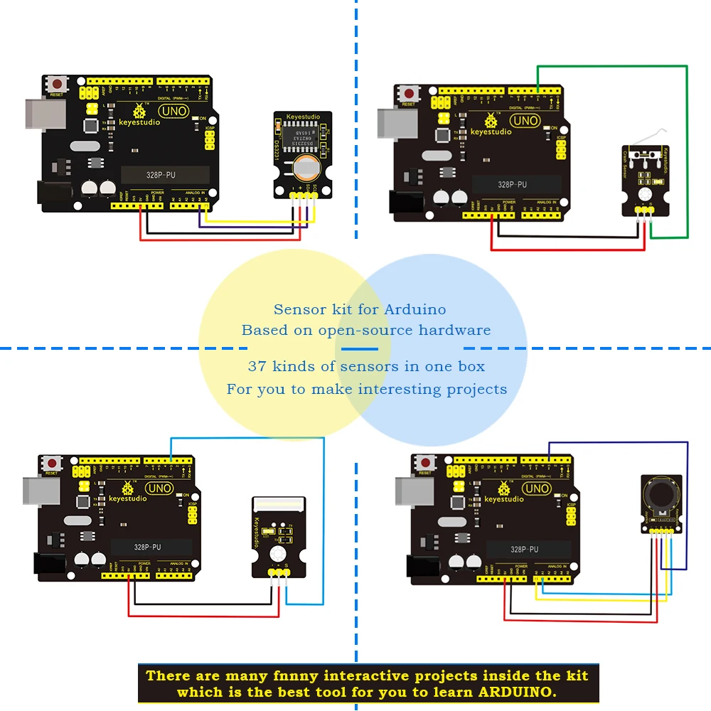 Новинка! Keyestudio датчик стартер V2.0 Комплект 37 в 1 коробке(UNOR3 плата) для Arduino комплект