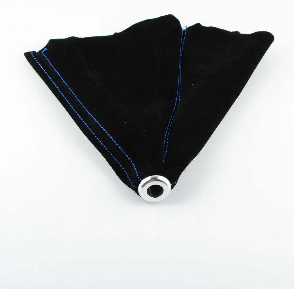 Black Manual Shifter Shift Boot Blue Stitching For Universal Fitment
