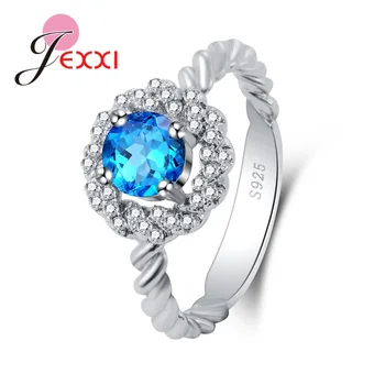

Shinning Round Cubic Zirconia Pretty Rhinestone High Quality 925 Sterling Silver Rings Anniversary Presents For Women