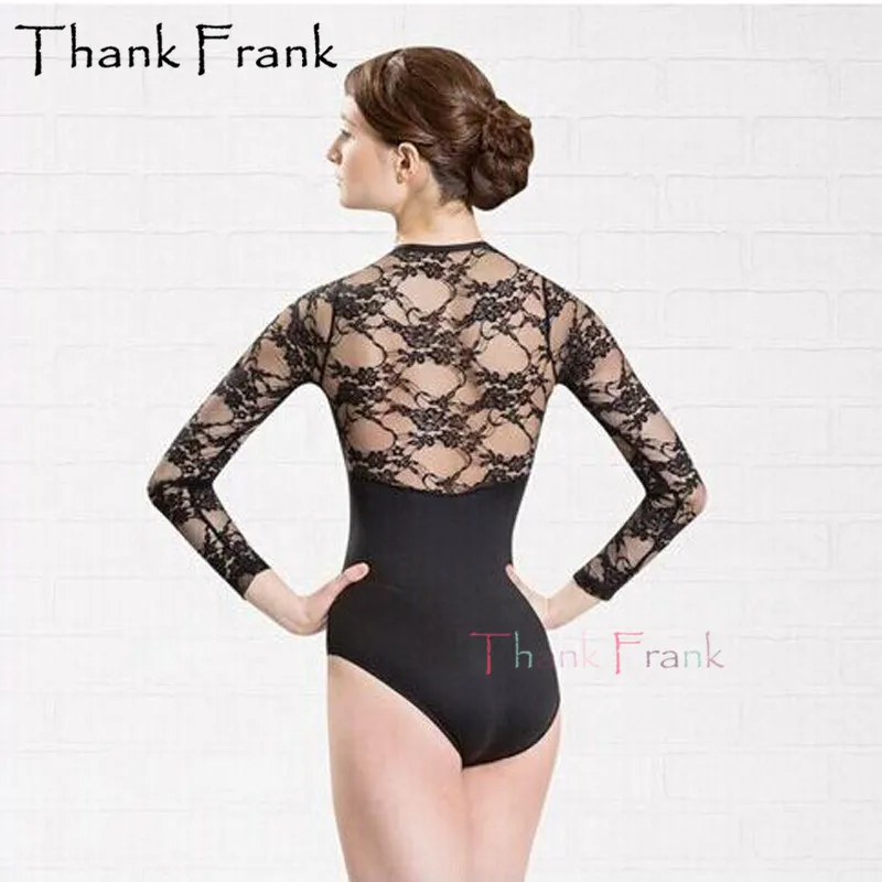 

Gymnastics Leotard For Girls Women Long Sleeve Lace Leotardos Ballet Mujer Dance leotards Adult Sexy Ballet Dance Wear TF1018