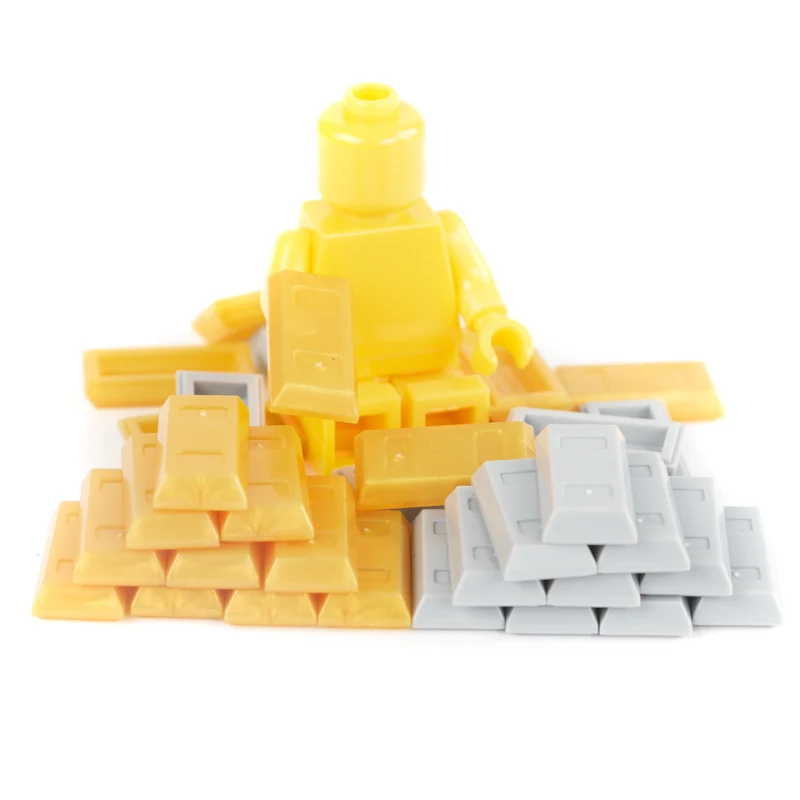Bricks City Accessories Money Figure Building Block Bullion Gold Bar Silver Box Backpack Friends Blocks MOC DIY Toy Parts C008