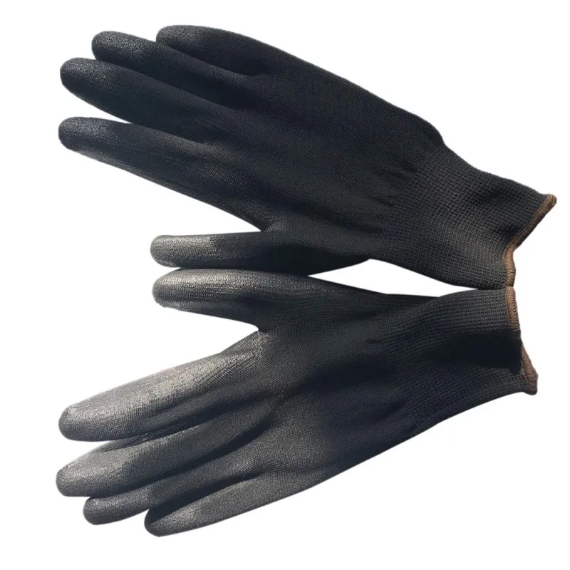 Черный нейлон ПУ безопасности садовая перчатка строительные рукавицы с захватом для ладони защитные перчатки маслостойкие и