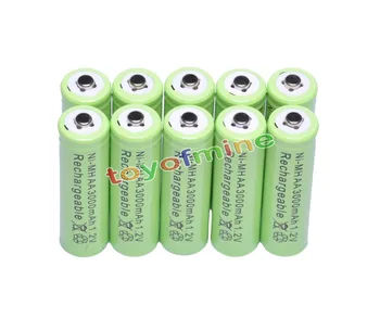 

10x AA 3000mAh 2A 1.2 V Ni-MH Green Rechargeable Battery Cell for MP3 RC Toys