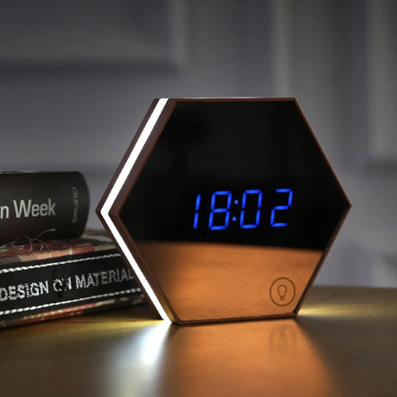 

Multi function mirror digital alarm clock mirror seat small alarm clock night light temperature display mirror thermometer 002
