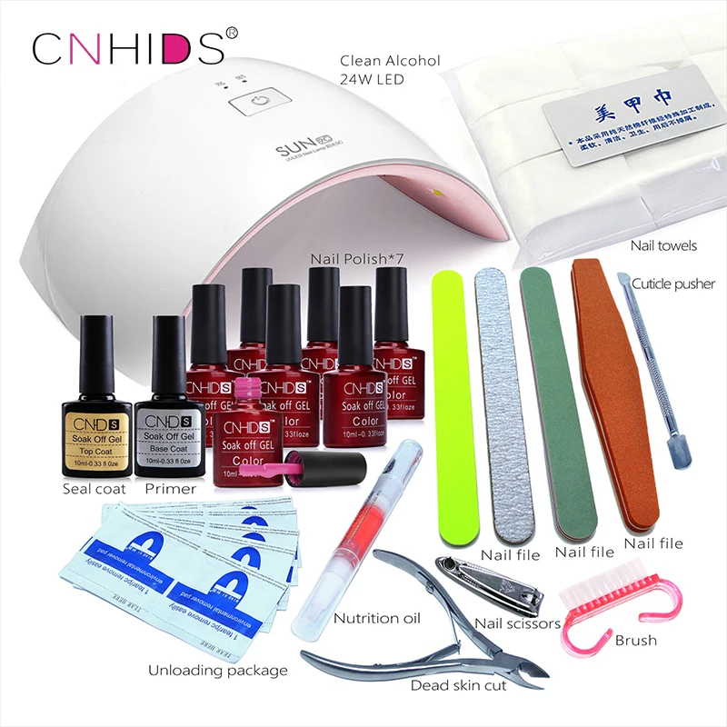 CNHIDS in 24W Professional 9C UV LED Lamp 7Color Top Coat Base Coat 10ml Nail Gel