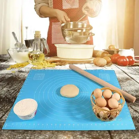 

Non Stick Silicone Baking Mat Dough Rolling Mat Heat Resistant Pad Pastry Board Silicone Pastry Mat with Measurement Cake Board