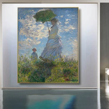 The Promenade Woman with a Parasol by Claude Monet Printed on Canvas 4