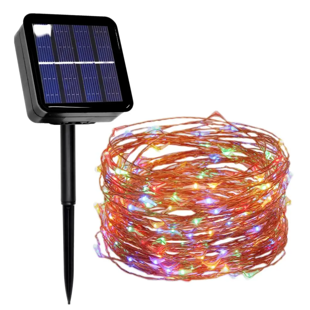 

LED Outdoor Solar Lamp USB LED Copper Wire String Fairy Holiday Christmas Garland Solar Garden Waterproof Solar light