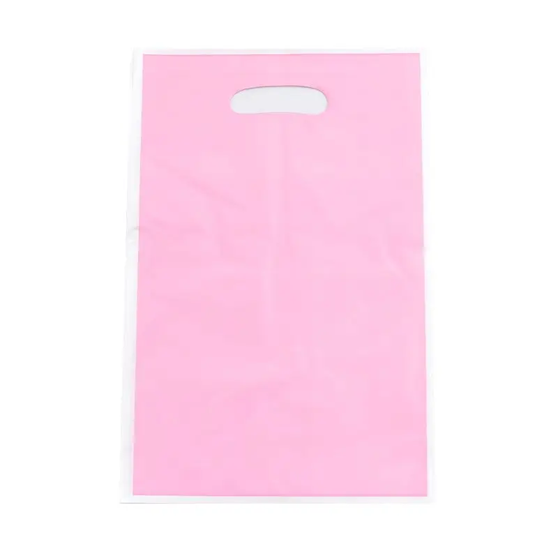 20pcs/lot Solid Color Theme Gift Bag Party Decoration Plastic Candy Bag Loot Bag For Kids Birthday Festival Wedding Supplies - Цвет: Pink