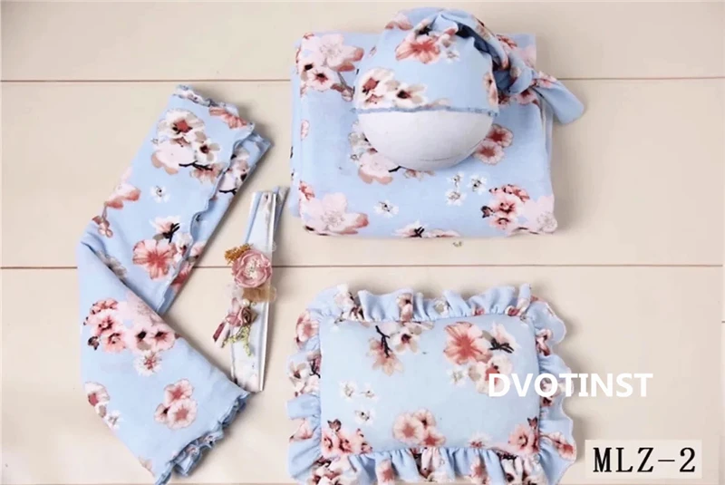 Dvotinst/реквизит для новорожденных; повязка на голову с цветочным рисунком+ шапка+ позирующая подушка+ накидка+ одеяло; комплект из 5 предметов; аксессуары для фотосессии