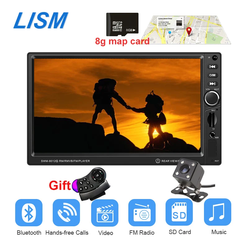 

LISM Bluetooth Car Radio GPS Navigation Autoradio 7 Inch Screen Multimedia MP4 MP5 Player Reversing Monitor USB/SD/FM Aux Input