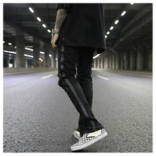 Рваные ретро джинсы V2, обтягивающие, облегающие, мужские, с дырками, стильные, хлопковые, рваные, классические, стираются, чтобы сделать старые повреждения, рваные джинсы в полоску