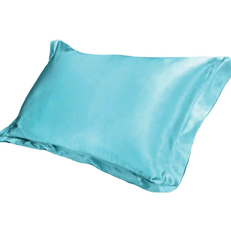 Искусственная шелковая однотонная наволочка Удобная однотонная Роскошная наволочка для постельного белья наволочка гладкая Рождественская подушка - Цвет: blue
