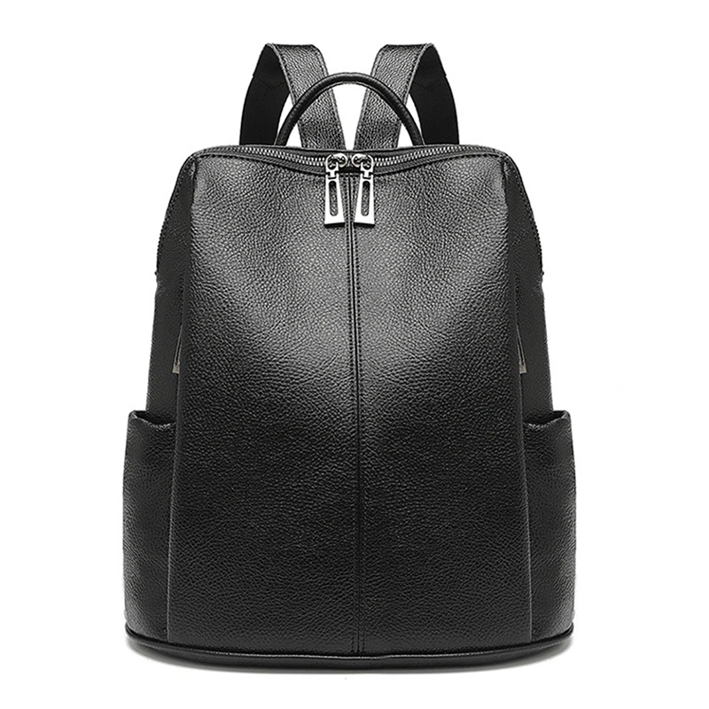 

New brand Simple Fashion Soft PU Leather Backpack for Teenager Travel Retro Casual Student Multi-function Shoulder Bags Mochila